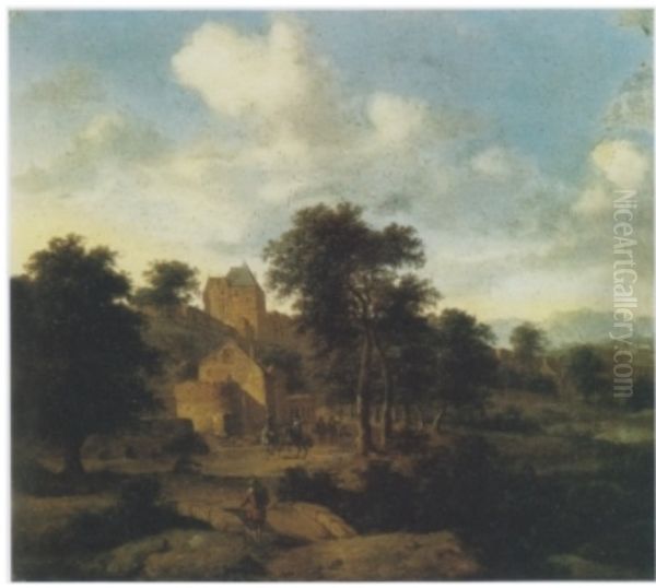 Landscape with Buildings Oil Painting by Jan Van Der Heyden