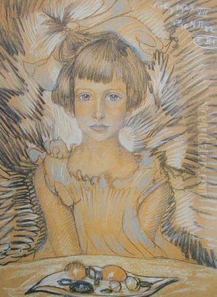 Portret dziewczynki (Lala Karwowska) Oil Painting by Stanislaw Ignacy Witkiewicz (Witkacy)