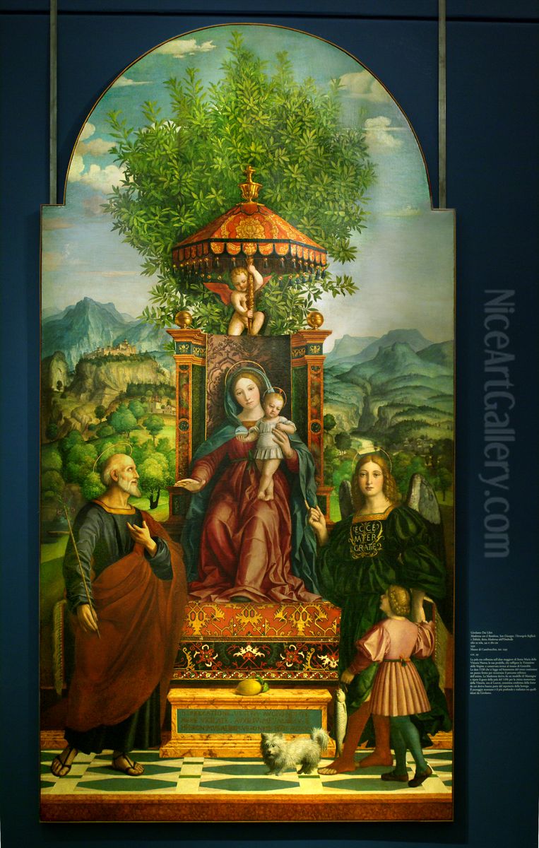 Madonna dell'ombrello by Girolamo dai Libri, Museo Castelvecchio Oil Painting by Girolamo dai Libri