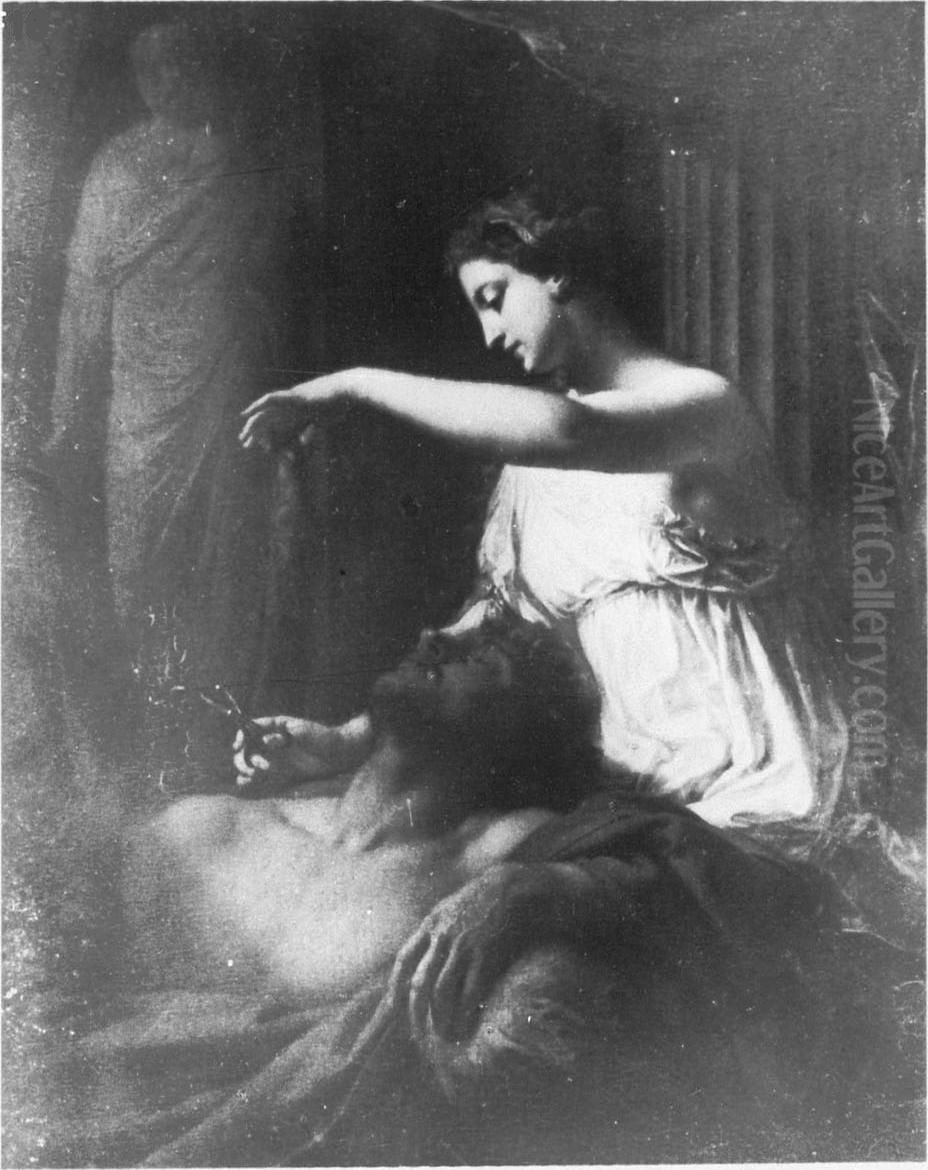 Samson and Delilah / Samson's hairlocks are cut off by Delilah Oil Painting by Adriaen Van Der Werff