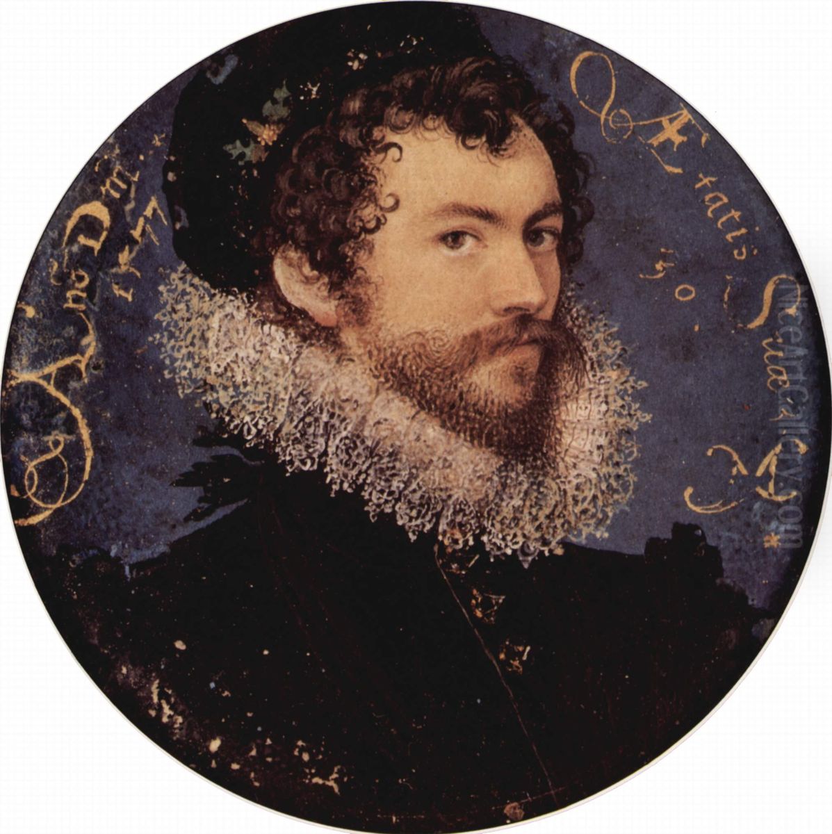 Self-portrait, aged 30 Oil Painting by Nicholas Hilliard
