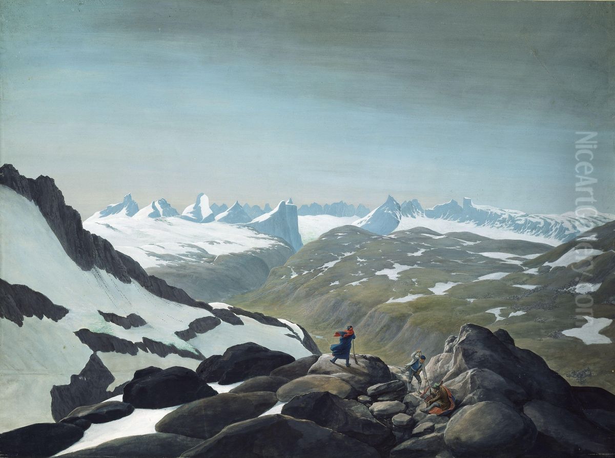 View of Jotunheimen Oil Painting by Johannes Flintoe
