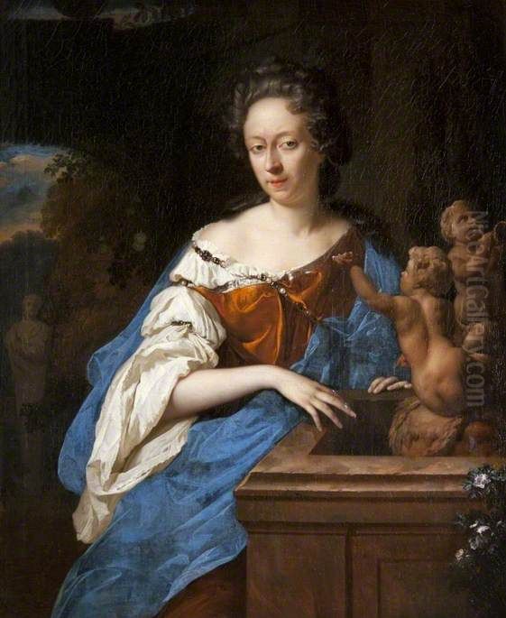 Portrait of a Lady by a Fountain Oil Painting by Adriaen Van Der Werff