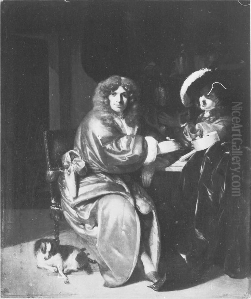 Two Chess Players Oil Painting by Adriaen Van Der Werff