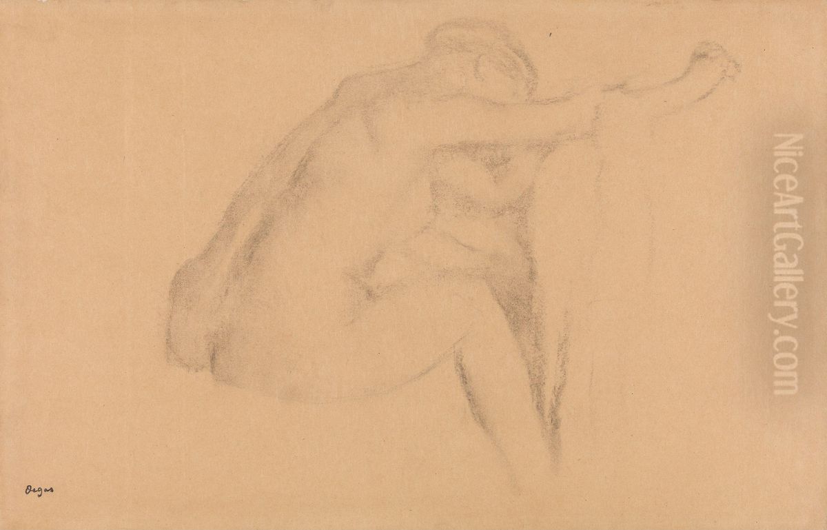 Female Nude Seated Oil Painting by Edgar Degas