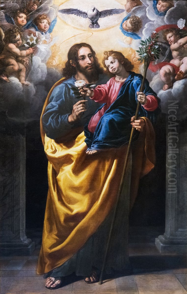 Saint Joseph portant l'enfant Jesus Oil Painting by Vincenzo Carducci
