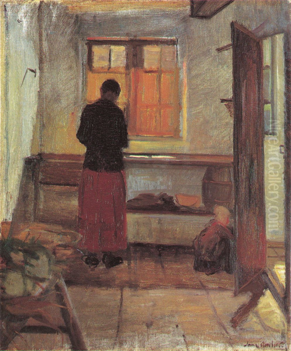 Pigen i kokkenet Oil Painting by Anna Ancher