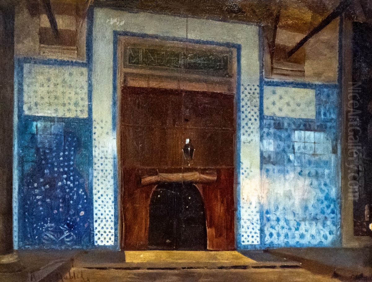 Interieur de la mosquee Rustem Pacha de Constantinople Oil Painting by Albert Aublet