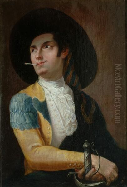 Majo fumando Oil Painting by Antonio Carnicero Y Mancio