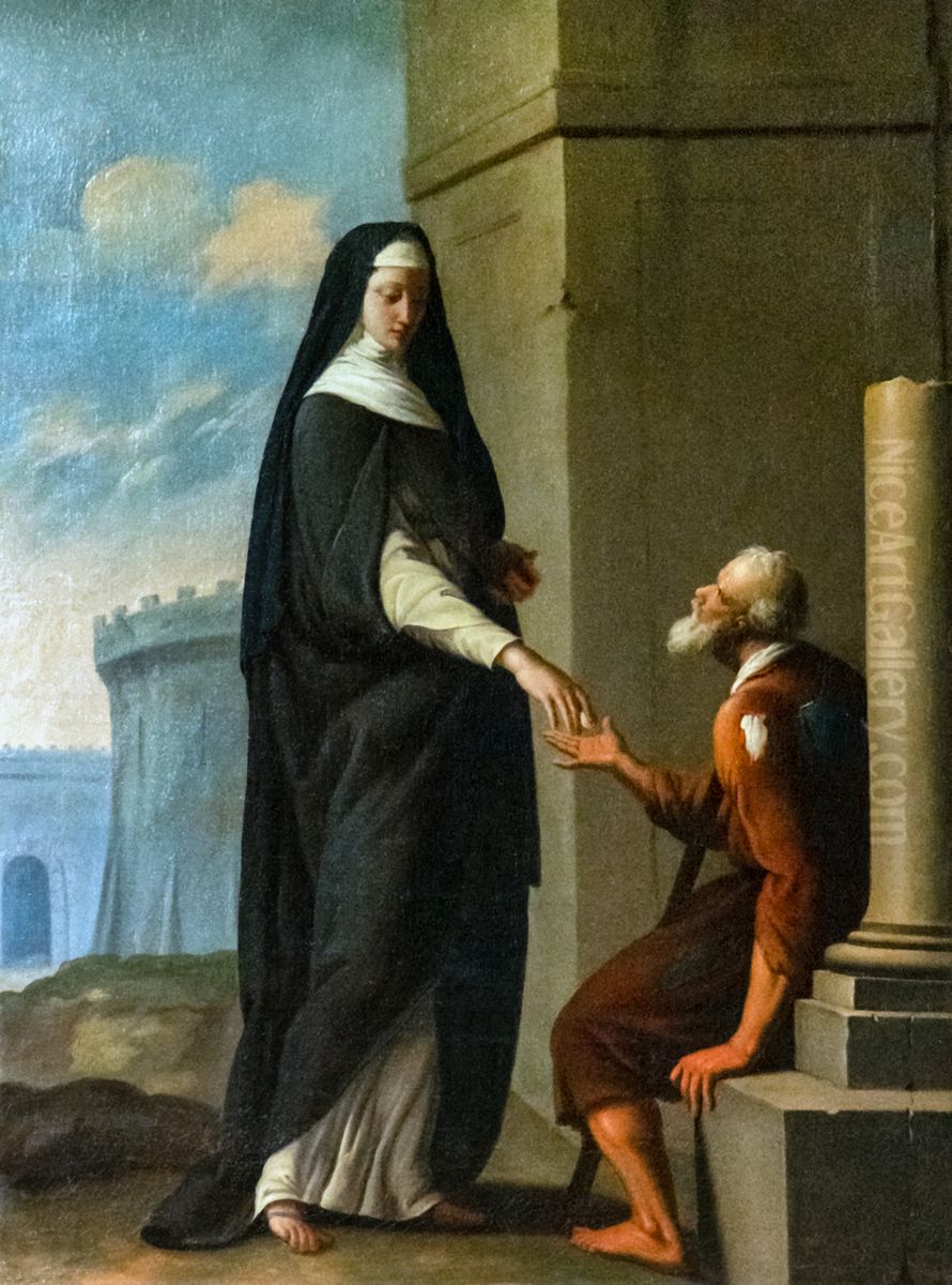 Alms Oil Painting by Eustache Le Sueur