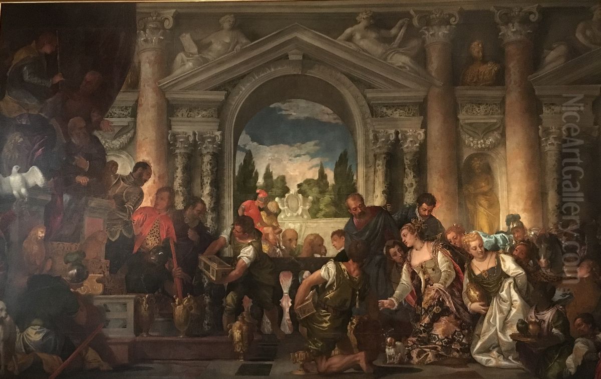 La regina di Saba offre doni a Salomone Oil Painting by Paolo Veronese (Caliari)