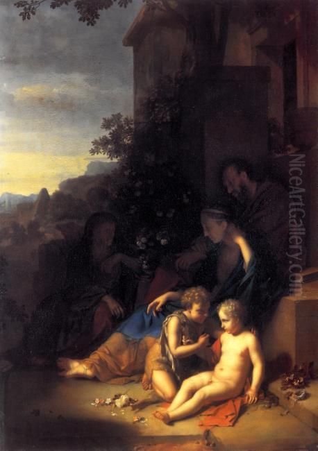 The two holy families Oil Painting by Adriaen Van Der Werff