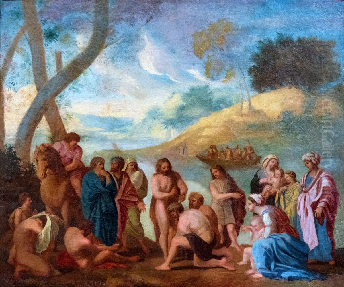 Saint Jean baptisant le peuple sur les bords du Jourdain Oil Painting by Nicolas Poussin