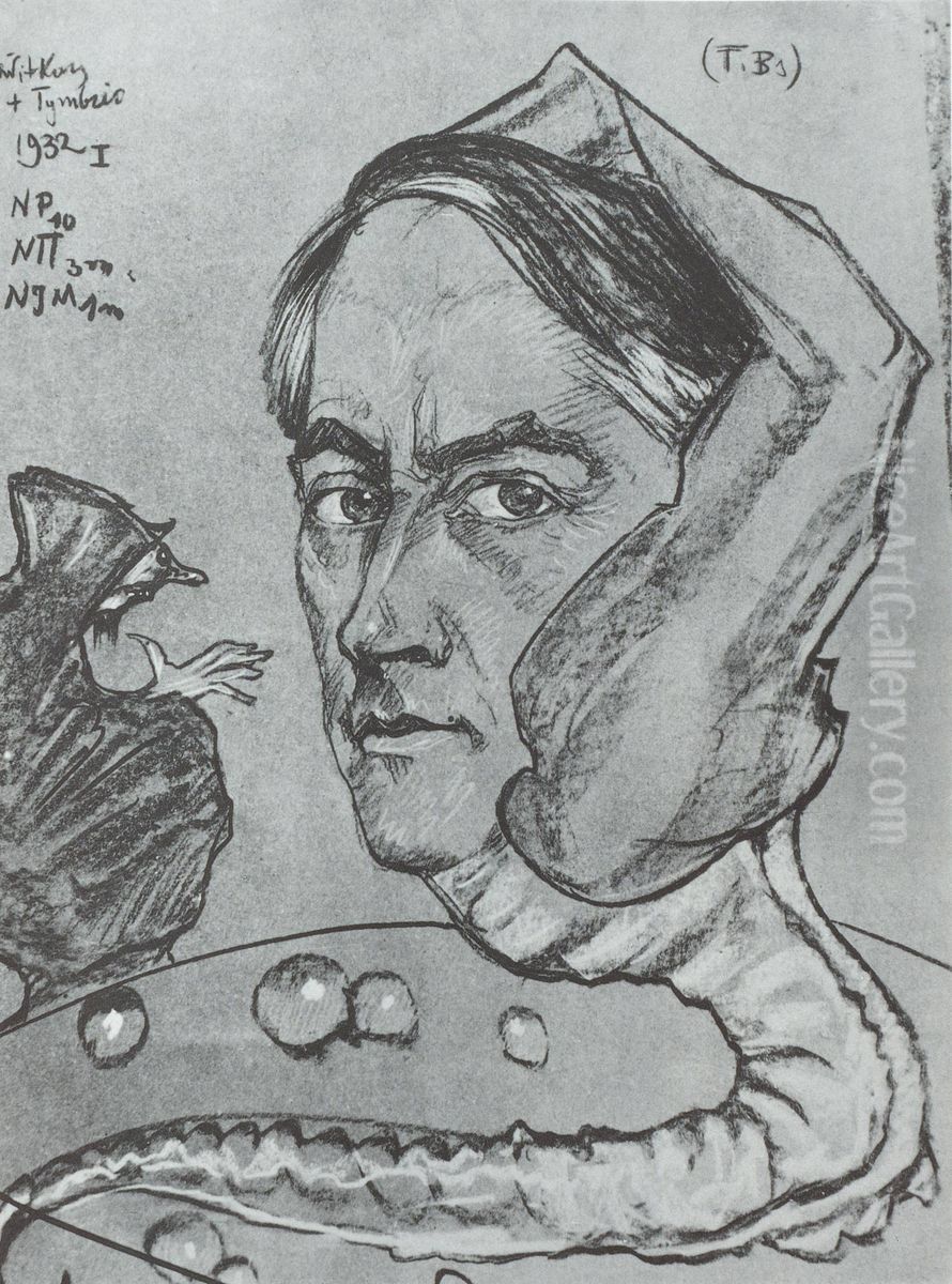 Selfportrait with scorpion's tail Oil Painting by Stanislaw Ignacy Witkiewicz (Witkacy)