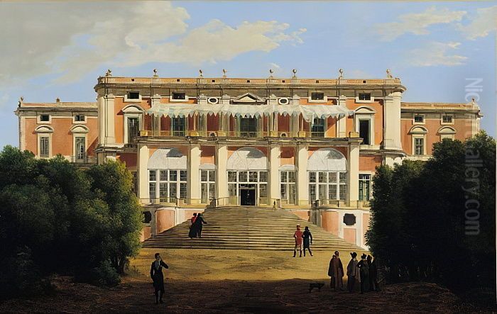 Palais de la Favorite, Portici Oil Painting by Josef Rebell