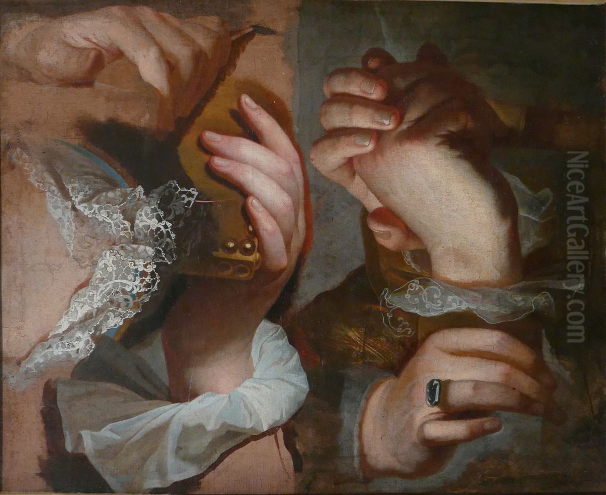 Hands Study Oil Painting by Hyacinthe Rigaud