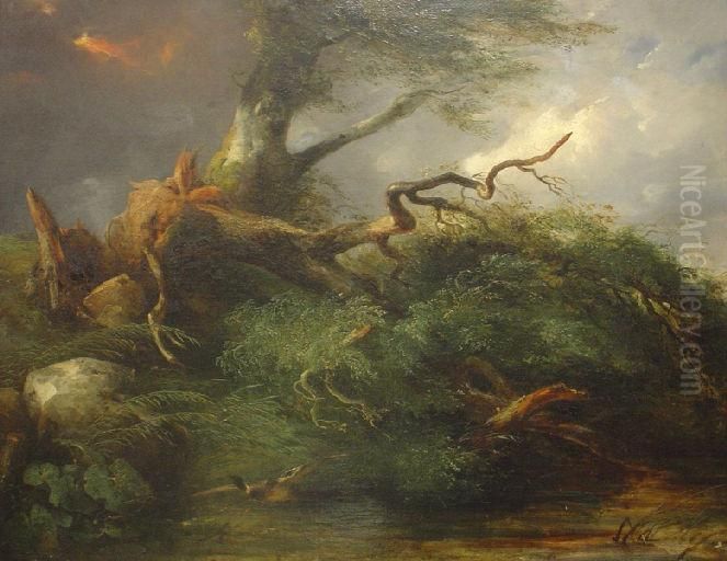 Le Chene et le Roseau Oil Painting by Jules Louis Phillipe Coignet