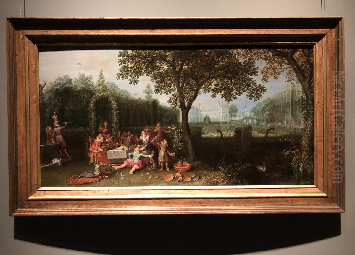 Elegant company in a garden Oil Painting by David Vinckboons I