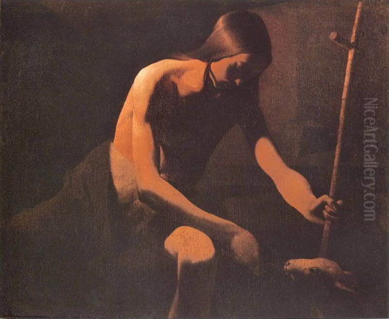 Saint John the Baptist in the Desert Oil Painting by Georges de La Tour