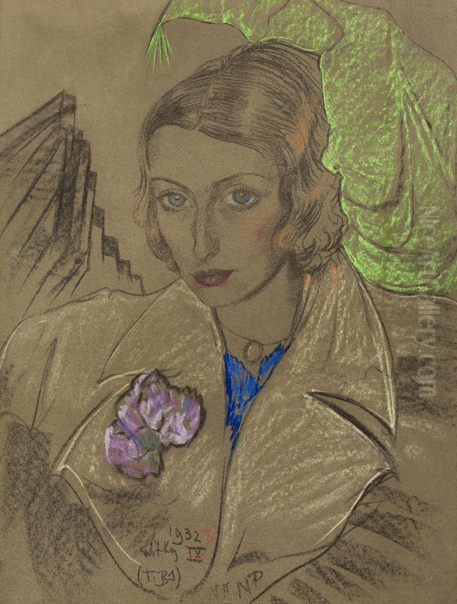 Portrait of Janina Turowska-Leszczynska Oil Painting by Stanislaw Ignacy Witkiewicz (Witkacy)