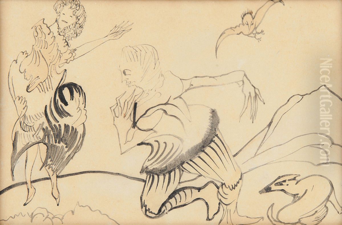 Moulay Chekke's confession of love to the Phoenixan princess Oil Painting by Stanislaw Ignacy Witkiewicz (Witkacy)