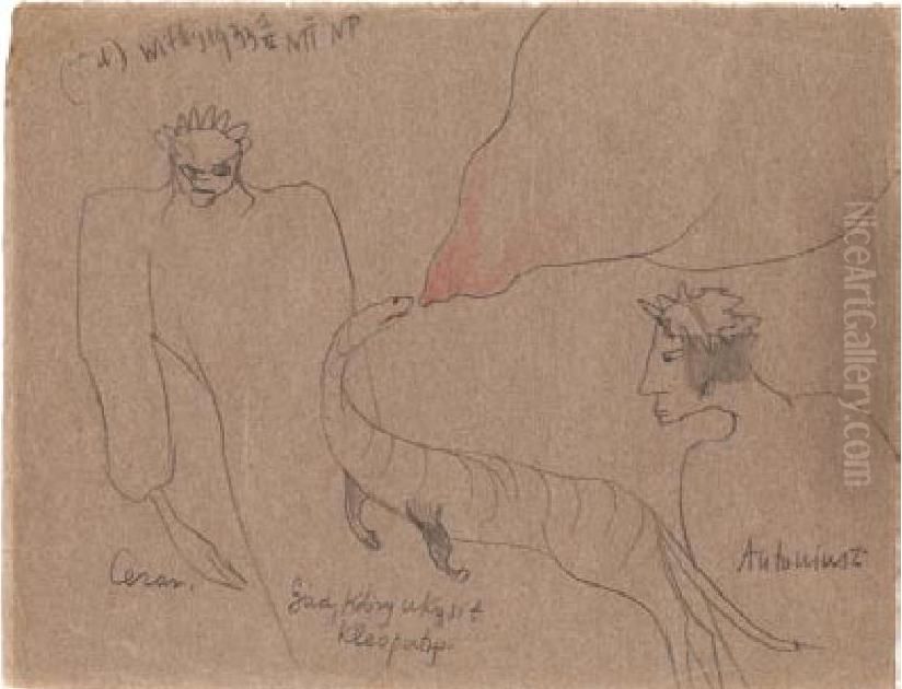 The Reptile that Bit Cleopatra Oil Painting by Stanislaw Ignacy Witkiewicz (Witkacy)