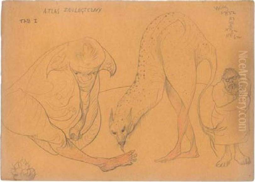 Atlas zoologiczny Oil Painting by Stanislaw Ignacy Witkiewicz (Witkacy)