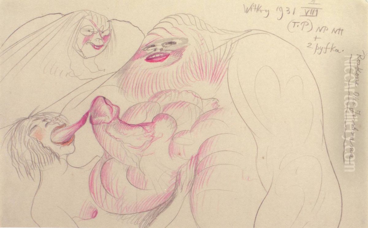 Rozkosze ojca Jeroboama Oil Painting by Stanislaw Ignacy Witkiewicz (Witkacy)