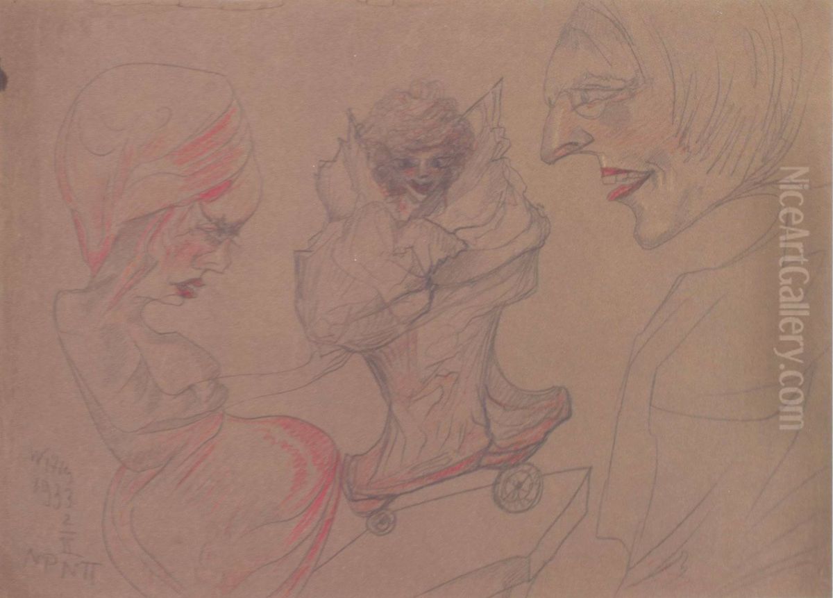 Composition Oil Painting by Stanislaw Ignacy Witkiewicz (Witkacy)