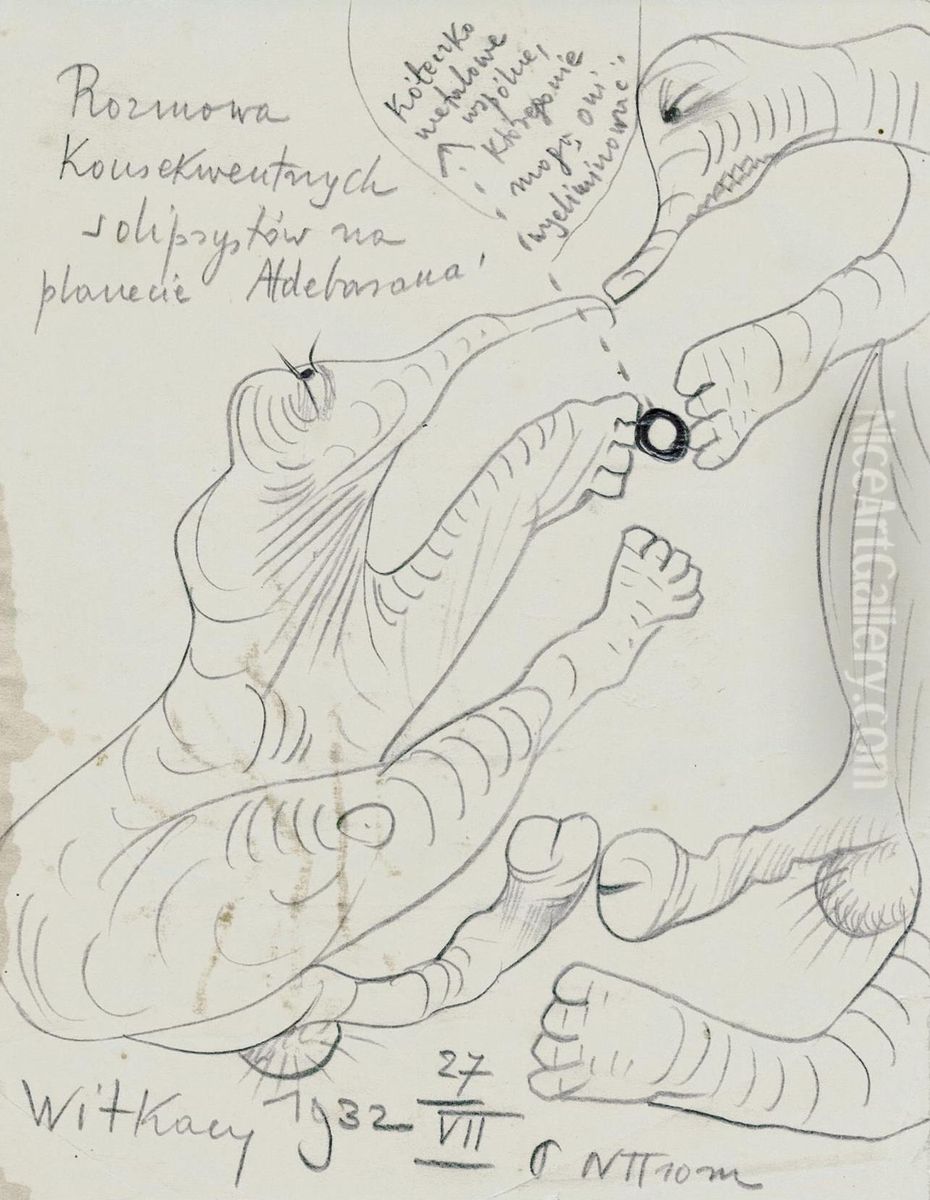 Rozmowa konsekwentnych solipsystow... Oil Painting by Stanislaw Ignacy Witkiewicz (Witkacy)