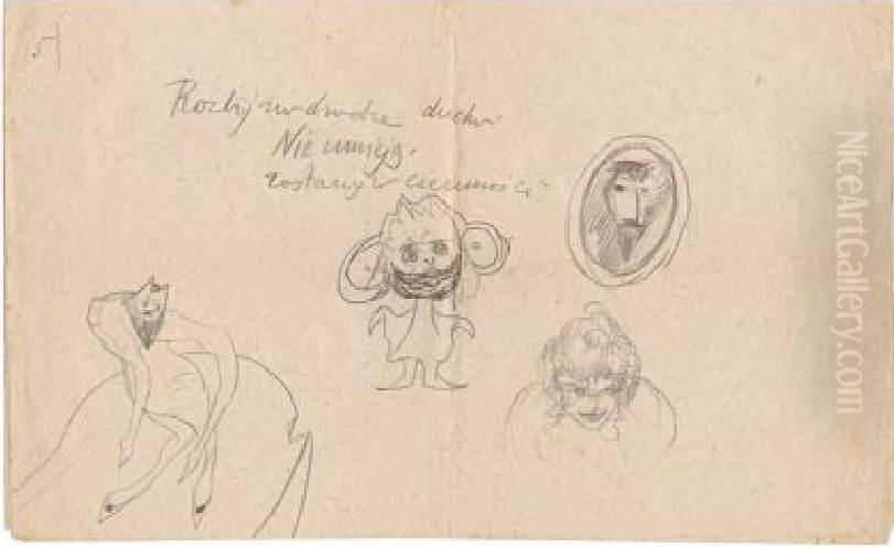 Rozboj na drodze ducha Oil Painting by Stanislaw Ignacy Witkiewicz (Witkacy)