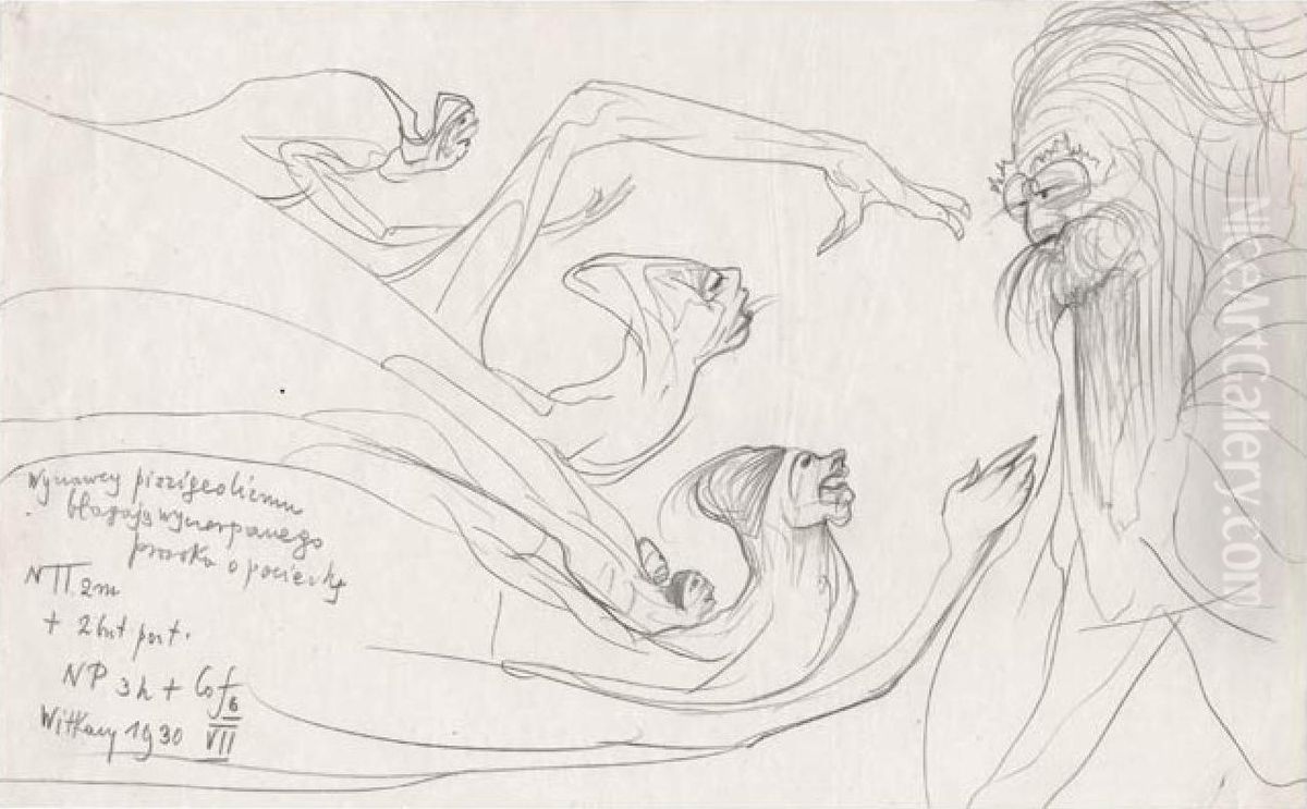 Wyznawcy pizzigeolizmu. . . Oil Painting by Stanislaw Ignacy Witkiewicz (Witkacy)