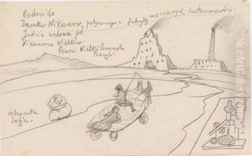 A journey to the Nikanor Castle ... Oil Painting by Stanislaw Ignacy Witkiewicz (Witkacy)