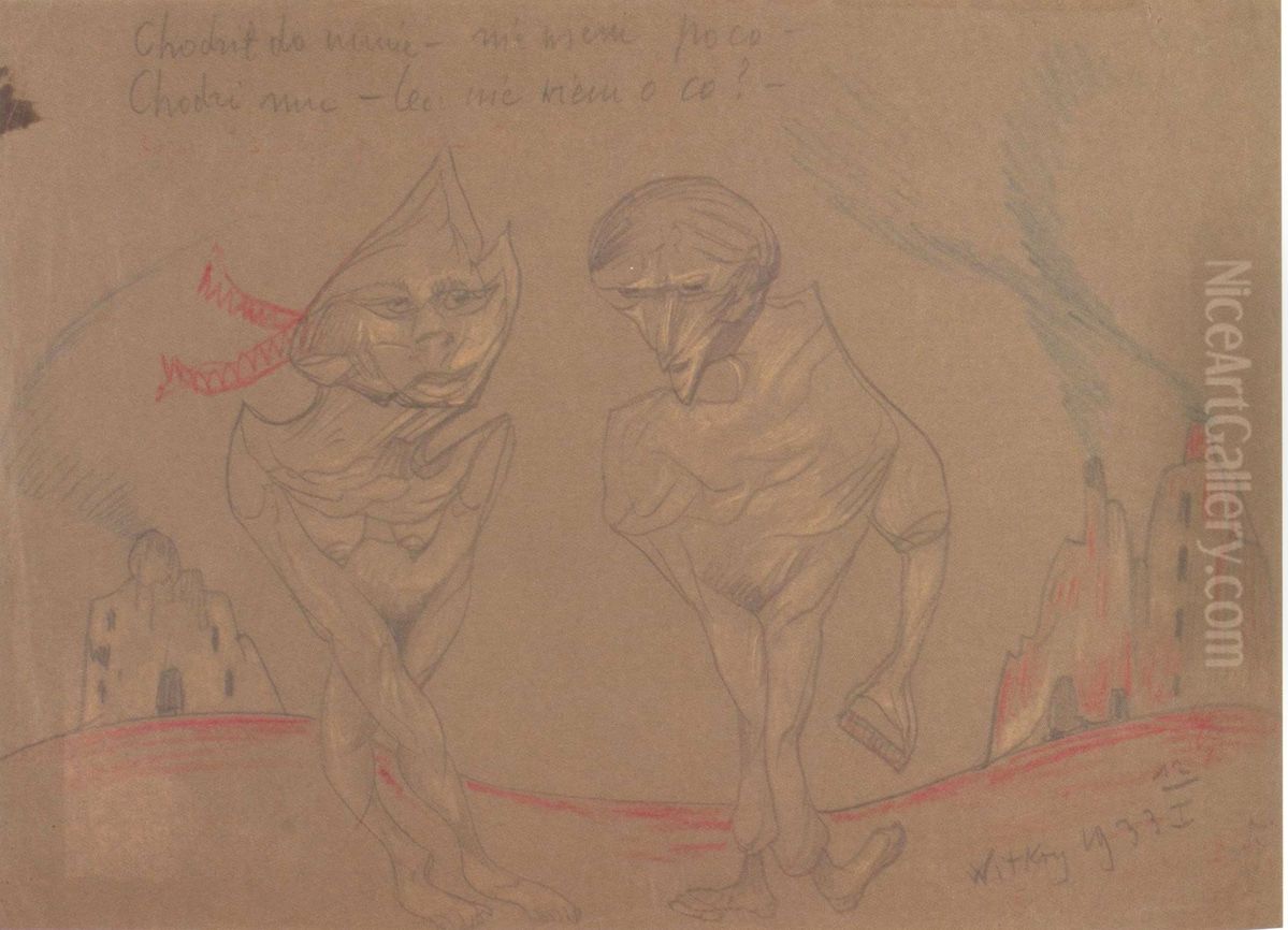 He was courting me, I do not know why ... Oil Painting by Stanislaw Ignacy Witkiewicz (Witkacy)