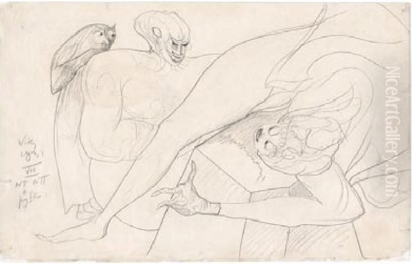 Composition Oil Painting by Stanislaw Ignacy Witkiewicz (Witkacy)