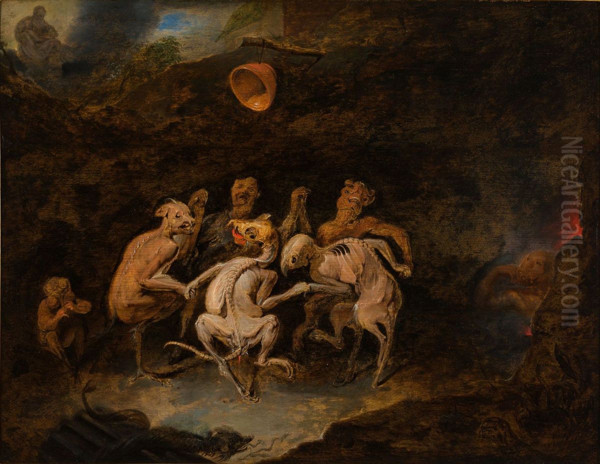 Circle dance of the imps Oil Painting by David Ryckaert III