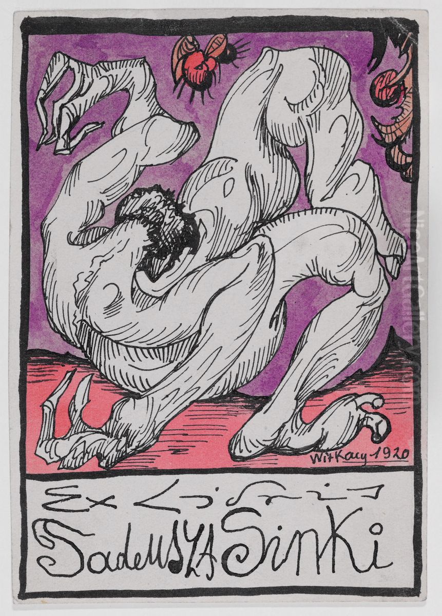 Ex Libris of Tadeusz Sinko Oil Painting by Stanislaw Ignacy Witkiewicz (Witkacy)