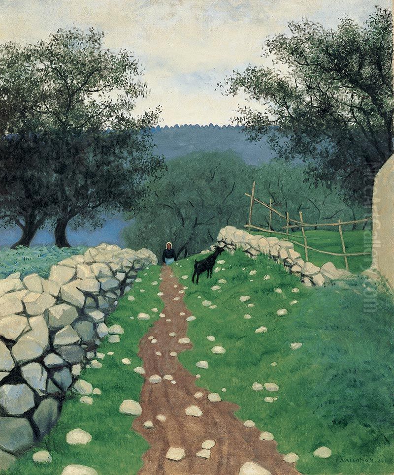 Paysage avec chevre, Vence Oil Painting by Felix Vallotton