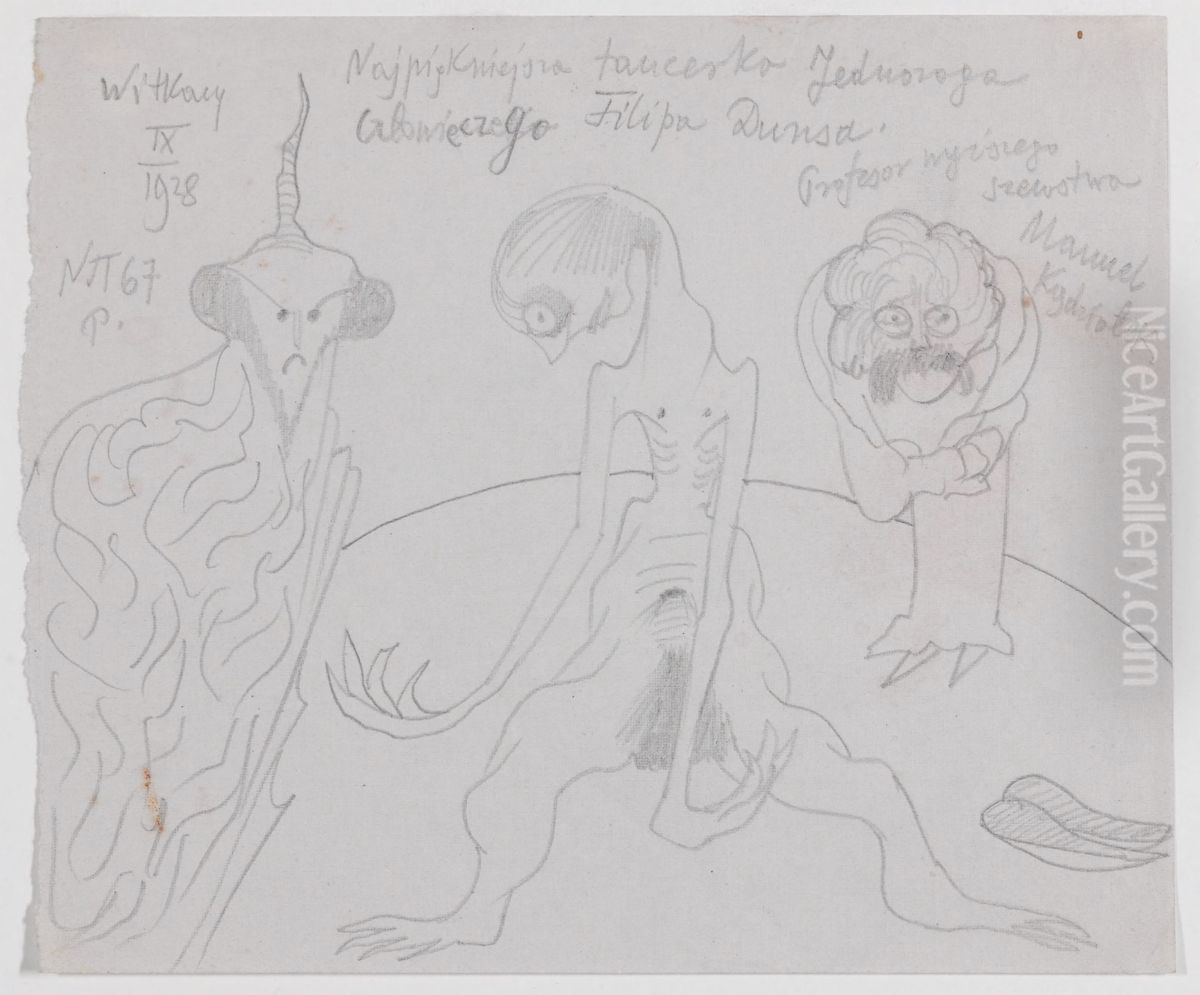 Najpiekniejsza tancerka Jednoroga Czlowieczego Filipa Dunsa Oil Painting by Stanislaw Ignacy Witkiewicz (Witkacy)