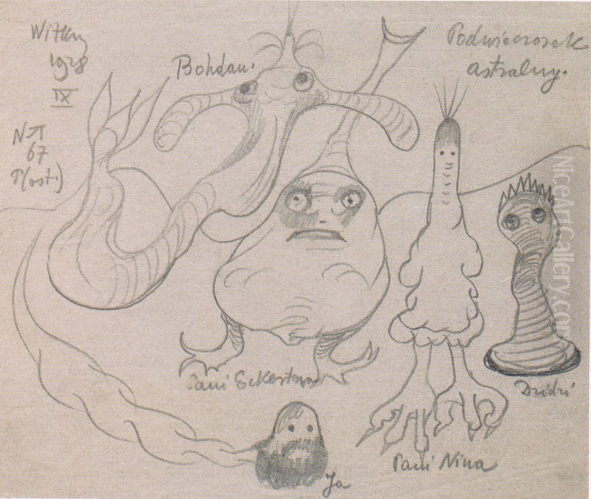 Astral afternoon tea Oil Painting by Stanislaw Ignacy Witkiewicz (Witkacy)