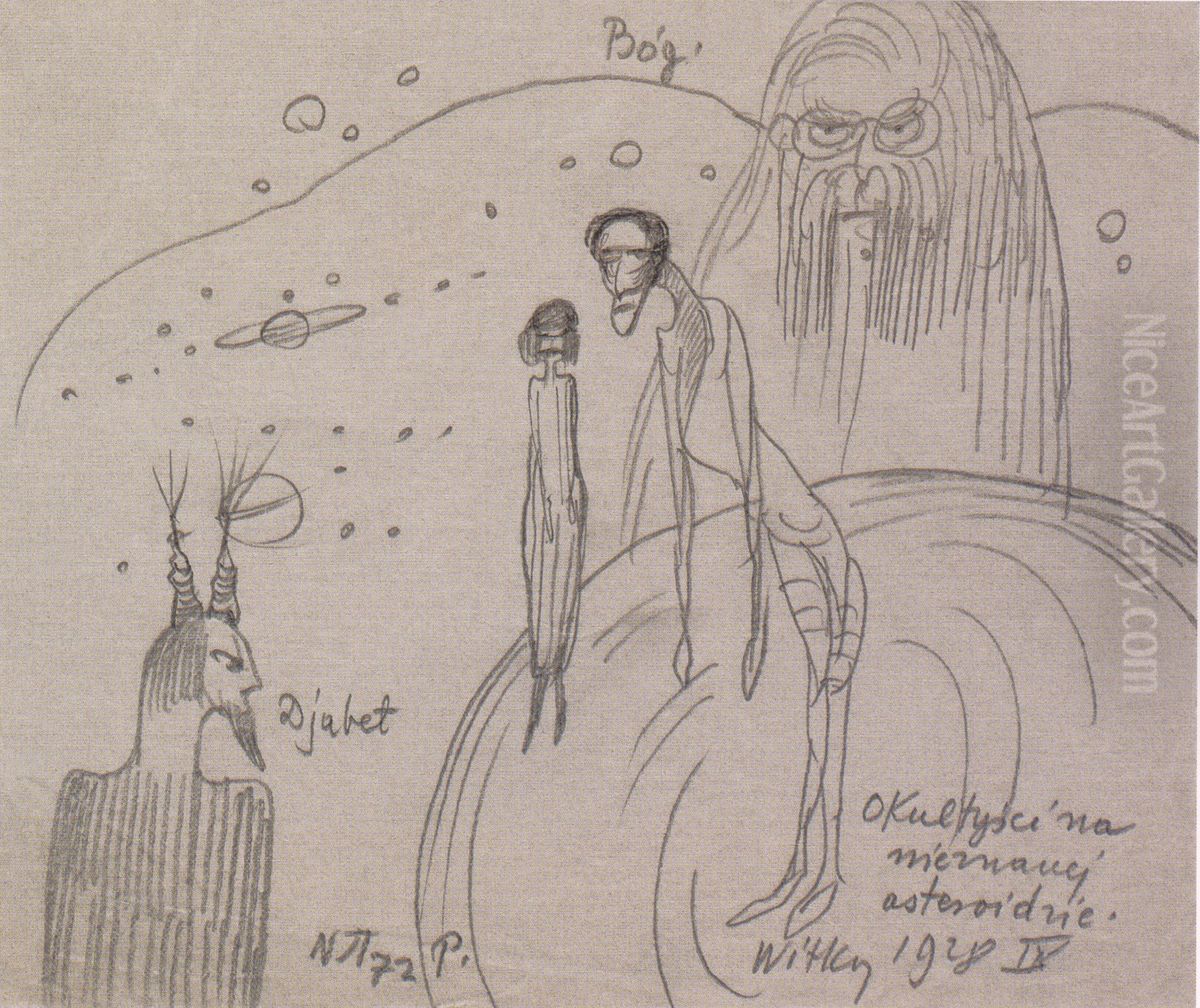 Okultysci na nieznanej asteroidzie Oil Painting by Stanislaw Ignacy Witkiewicz (Witkacy)