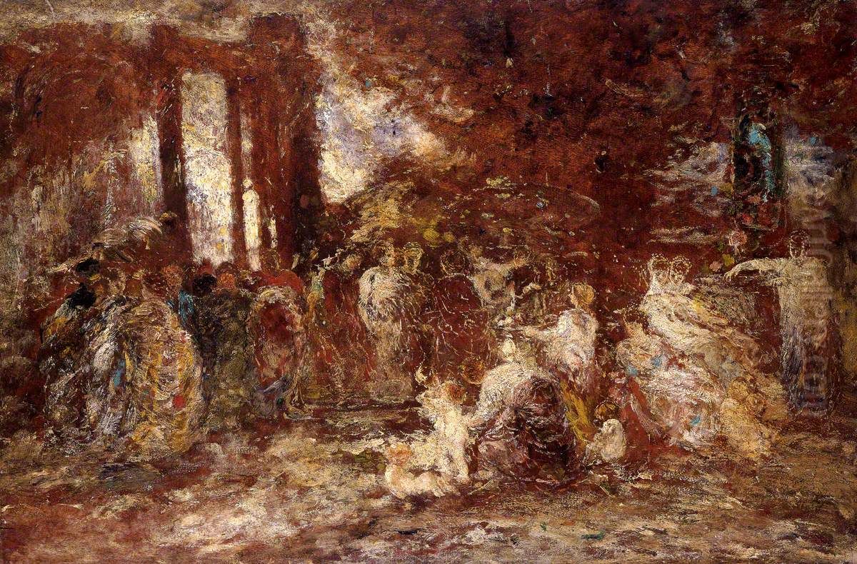 A Summer Court Oil Painting by Adolphe Joseph Thomas Monticelli