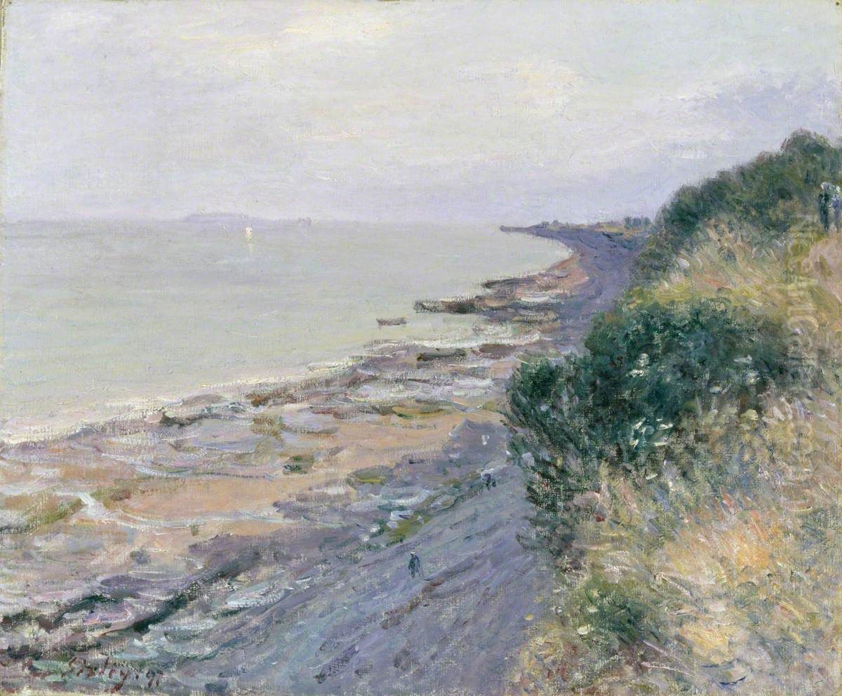 The Cliff at Penarth, Evening, Low Tide Oil Painting by Alfred Sisley