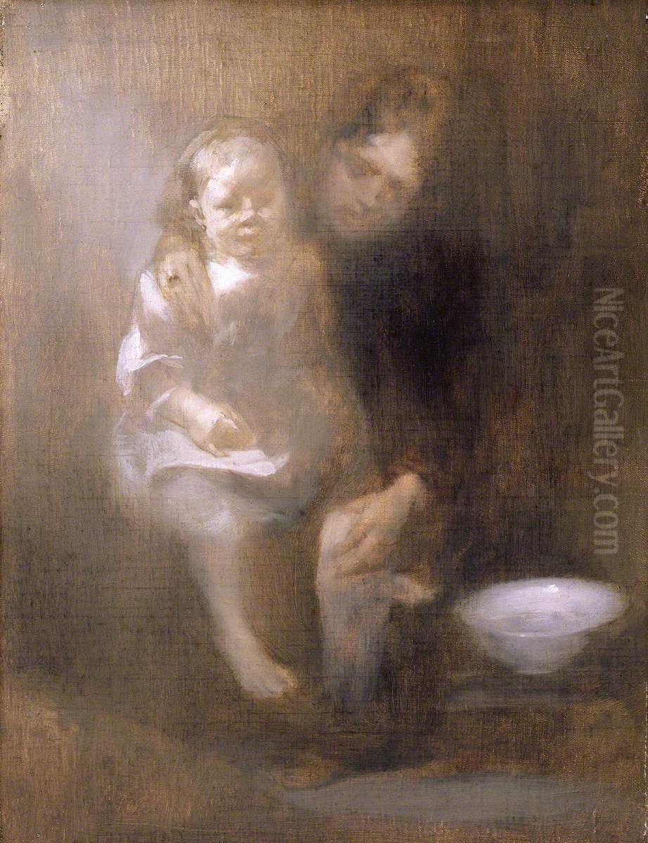 The Footbath Oil Painting by Eugene Carriere