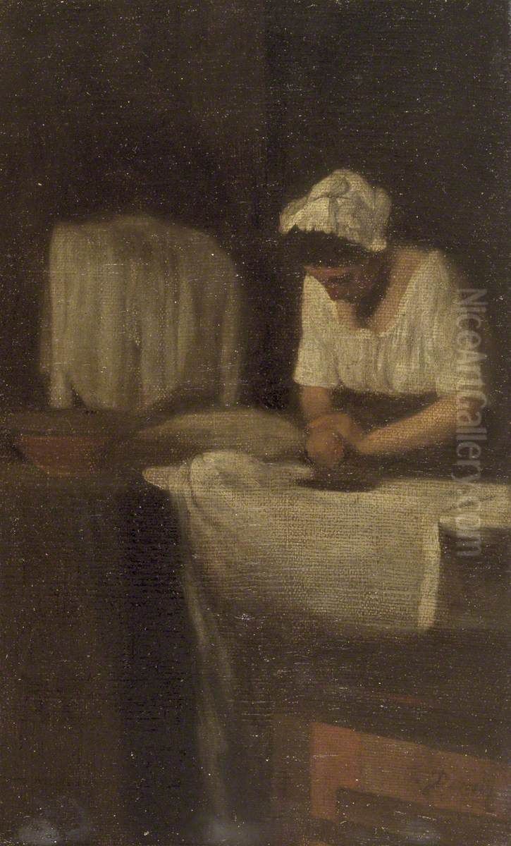 A Woman Ironing Oil Painting by Francois Bonvin