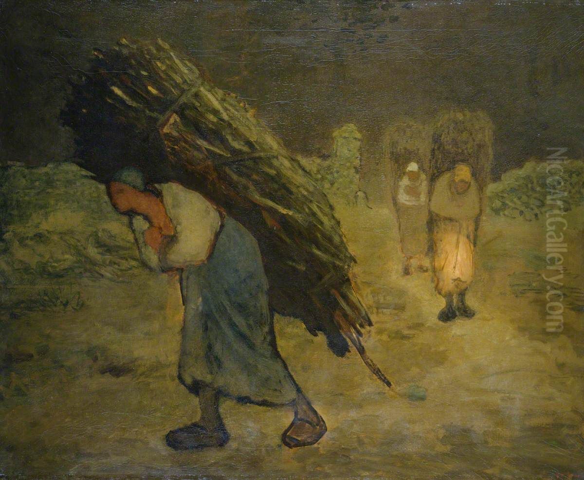 Winter, The Faggot Gatherers Oil Painting by Jean-Francois Millet