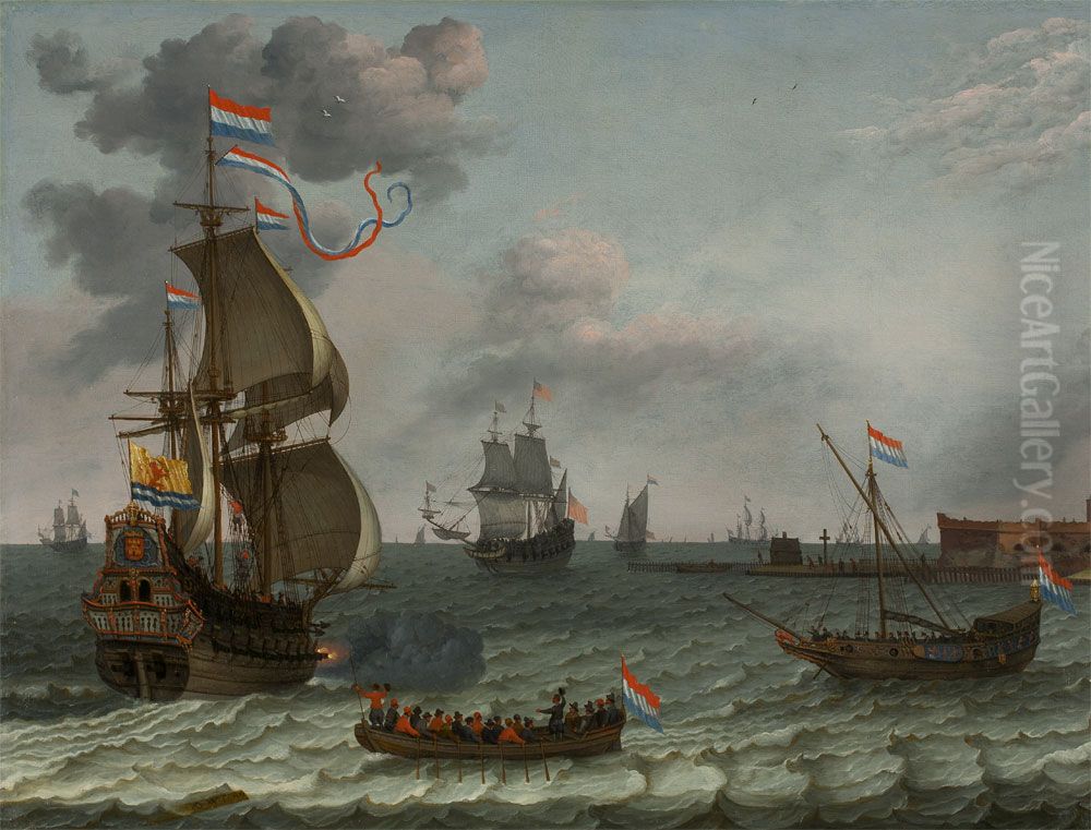 A Zeeland Flagship Returning to Fort Rammekens, near Middelburg Oil Painting by Adam Willaerts