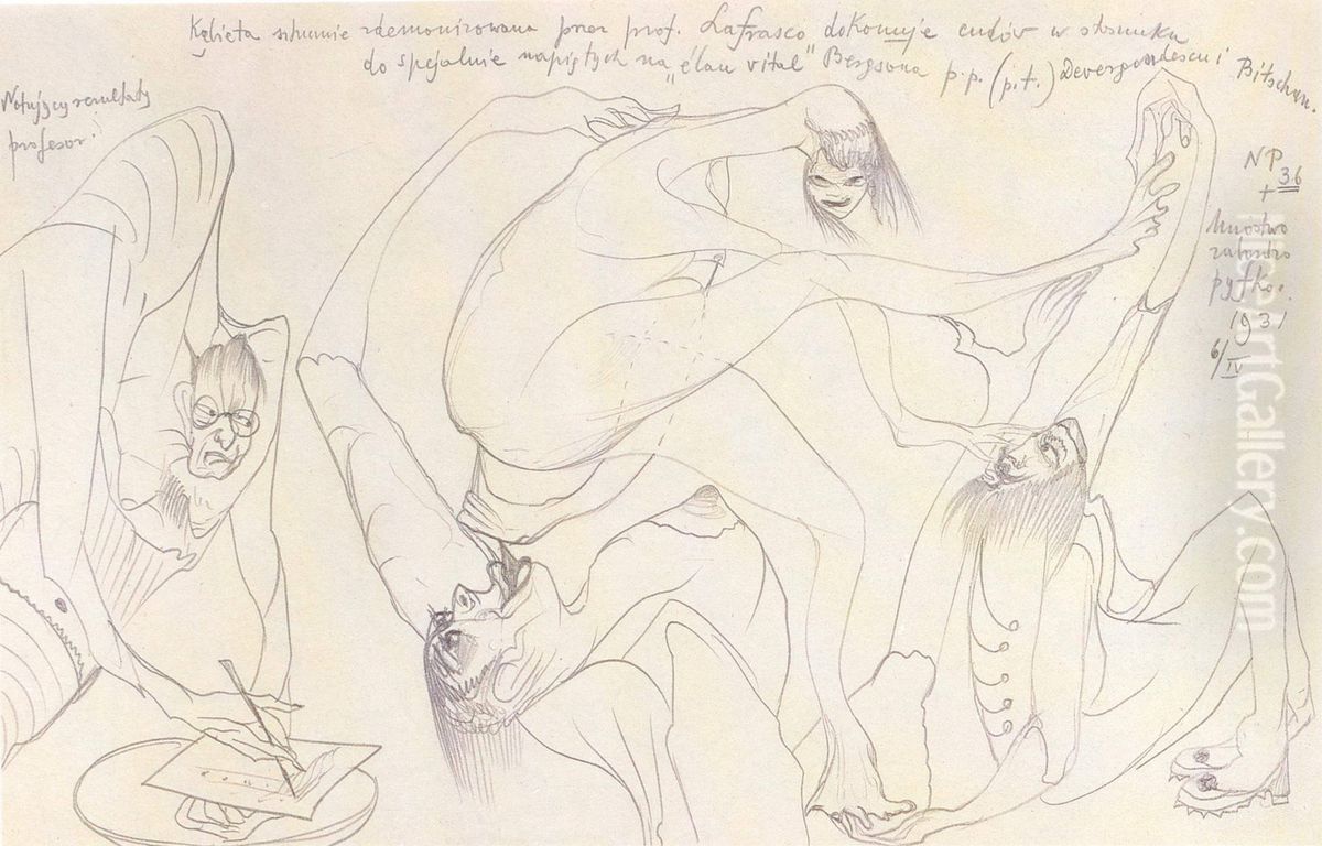 Kobieta sztucznie zdemonizowana Oil Painting by Stanislaw Ignacy Witkiewicz (Witkacy)