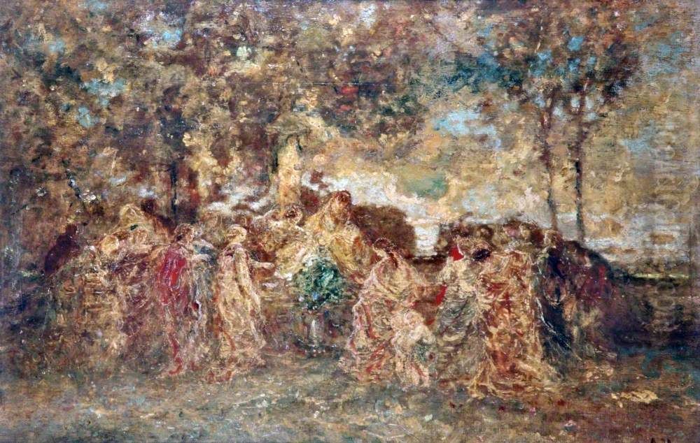 Scene from Boccaccio Oil Painting by Adolphe Joseph Thomas Monticelli