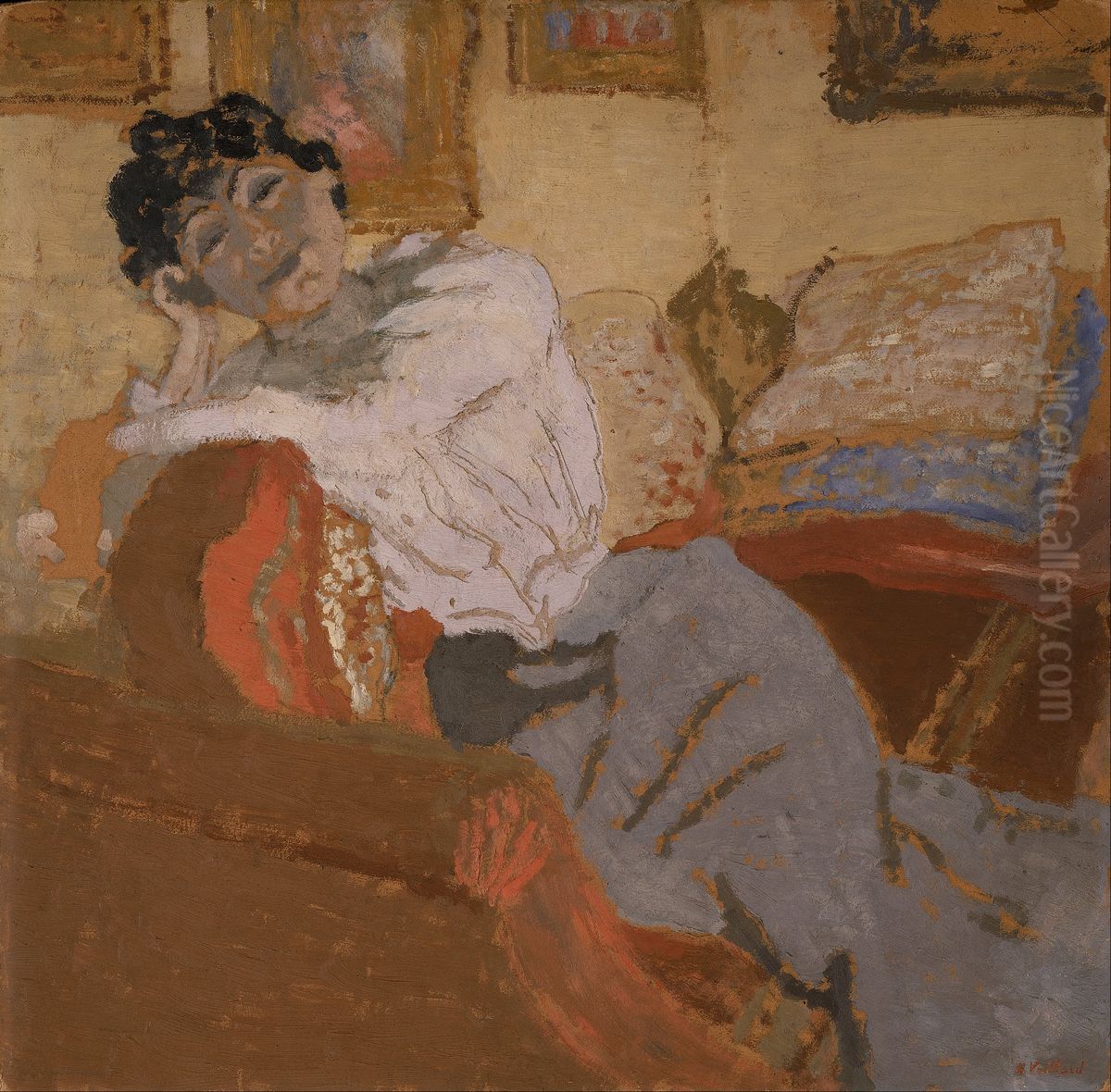 Madame Hessel au Sofa (Madame Hessel on the Sofa) Oil Painting by Jean-Edouard Vuillard